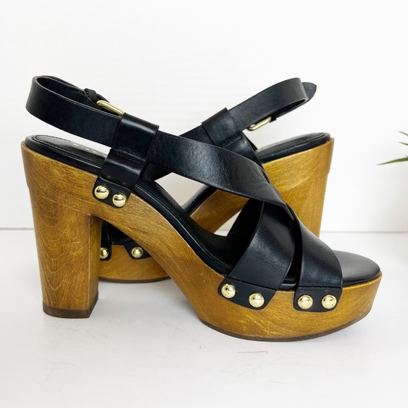 ✖️SOLD✖️•COACH• Black Leather Adessa Platform Sandals - Picture 5 of 13